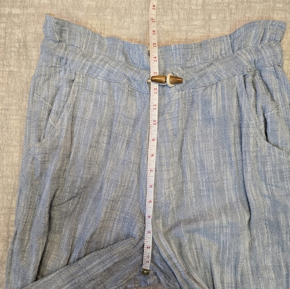 Light Blue Free People Paper Bag Linen Blend Pants Size M - Picture 10 of 12